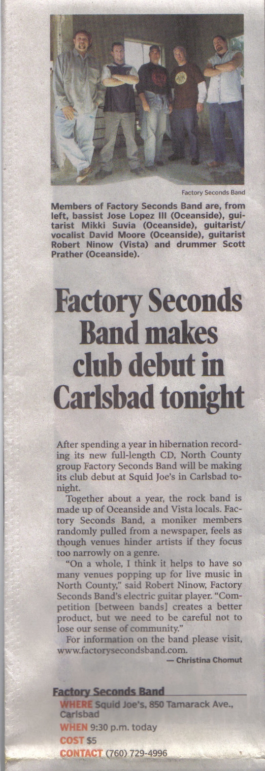 Squid Joes pre-show news article